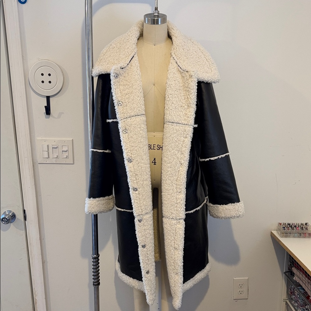 Ashley Stewart Black and Cream Teddy Jacket